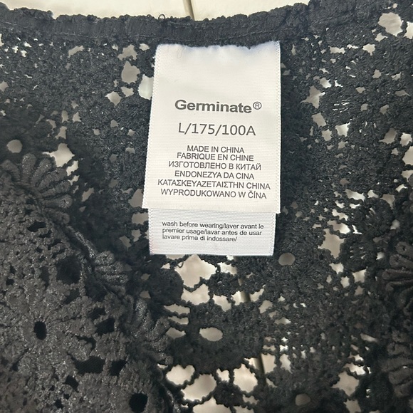 Flower detailed black see through bodysuit. Size large. - Picture 3 of 5